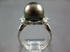 LARGE .65CT DIAMOND & AAA TAHITIAN PEARL PLATINUM ROUND & PEAR SHAPE LOVE RING