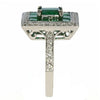 3.59CT DIAMOND & AAA EMERALD 18K WHITE GOLD SQUARE HALO RECTAGULAR FILIGREE RING