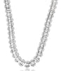ESTATE 8.5CT DIAMOND 14KT WHITE GOLD ROUND & BAGUETTE OVAL SHAPE TENNIS NECKLACE