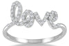 ESTATE .20CT DIAMOND 14K WHITE GOLD 3D CLASSIC ROUND SCRIPT LOVE RING
