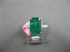 4.77CT DIAMOND & AAA EMERALD 18K 2 TONE GOLD EMERALD CUT & ROUND ENGAGEMENT RING