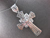 EXTRA LARGE 3.0CT DIAMOND 14K WHITE GOLD ROUND & BAGUETTE CROSS FLOATING PENDANT
