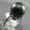 ESTATE LARGE .38CT DIAMOND 18KT WHITE GOLD TAHITIAN PEARL FLOWER SOLITARE RING