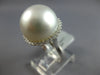 LARGE .44CT DIAMOND & AAA SOUTH SEA PEARL 18K WHITE GOLD ROUND CLASSIC HALO RING