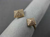 ESTATE WIDE .25CT ROUND DIAMOND 14KT ROSE GOLD 3D PAVE DOUBLE PYRAMID FUN RING