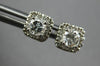 ESTATE .50CT DIAMOND 14K WHITE GOLD 3D CLASSIC ROUND SQUARE HALO STUD EARRINGS