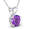 1.03CT AAA AMETHYST 14KT WHITE GOLD 3D CLASSIC ROUND SOLITAIRE FLOATING PENDANT