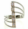 LARGE 1.07CT WHITE & PINK DIAMOND 18K WHITE ROSE GOLD MULTI ROW CRISS CROSS RING