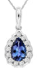 .56CT DIAMOND & AAA TANZANITE 14K WHITE GOLD PEAR SHAPE & ROUND FLOATING PENDANT