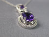 LARGE 1.97CT DIAMOND & AAA AMETHYST 14KT WHITE GOLD FLOWER OVAL & ROUND PENDANT