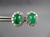 3.67CT DIAMOND & AAA CABOCHON EMERALD 14KT WHITE GOLD OVAL STUD EARRINGS #27152