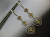 1.86CT WHITE & FANCY YELLOW DIAMOND 18K 2 TONE GOLD MULTI HEART HANGING EARRINGS