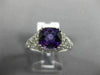 WIDE 1.45CT DIAMOND & AAA CUSHION CUT AMETHYST 14KT WHITE GOLD FILIGREE FUN RING