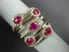 ESTATE LARGE 1.65CT DIAMOND & AAA RUBY 14KT ROSE GOLD MULTI ROW ANNIVERSARY RING