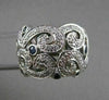 ANTIQUE 1.05CTW SAPPHIRE DIAMOND 14KT WHITE GOLD WIDE FILIGREE BAND RING #20399