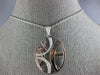 ESTATE LARGE .29CT DIAMOND 18KT WHITE GOLD 3D CRISS CROSS OVAL FUN PENDANT