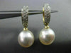ESTATE .25CT DIAMOND 14KT GOLD AAA SOUTH SEA PEARL 3 ROW HUGGIE HANGING EARRINGS
