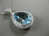 ESTATE LARGE 5.71CT DIAMOND & AAA AQUAMARINE 14K WHITE GOLD 3D PEAR HALO PENDANT
