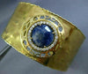 ESTATE WIDE 4.97CT DIAMOND & AAA SODALITE 18KT YELLOW GOLD CUFF BANGLE BRACELET