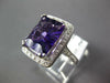 LARGE 4.96CT DIAMOND & AAA AMETHYST 14KT WHITE GOLD CUSHION HALO FILIGREE RING
