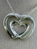 ESTATE .80CT DIAMOND 14KT WHITE GOLD 3D DOUBLE HEART LOVE PENDANT & CHAIN #15916