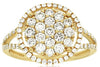 ESTATE 1.08CT DIAMOND 14KT YELLOW GOLD 3D CLUSTER FILIGREE FLOWER HALO FUN RING