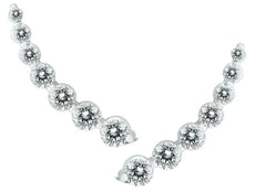 ESTATE 1.25CT DIAMOND 14KT WHITE GOLD CLASSIC ROUND JOURNEY EAR CLIMBER EARRINGS