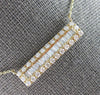 .75CT DIAMOND 14KT YELLOW GOLD 3D ROUND & BAGUETTE RECTANGULAR BAR FUN NECKLACE