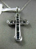 ESTATE .64CT DIAMOND & AAA SAPPHIRE 18KT WHITE GOLD 3D CLASSIC CROSS PENDANT