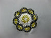2.22CT WHITE BLACK & FANCY YELLOW DIAMOND 18KT WHITE GOLD FLOWER INFINITY RING