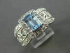 ESTATE 1.84CT DIAMOND & AAA AQUAMARINE 14K WHITE GOLD FILIGREE FLORAL RING 21324