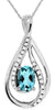 .53CT DIAMOND & AAA AQUAMARINE 14KT WHITE GOLD OVAL TEAR DROP INFINITY PENDANT