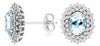 ESTATE 1.85CT DIAMOND & AAA AQUAMARINE 14K WHITE GOLD OVAL & ROUND STUD EARRINGS
