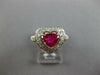 1.96CT DIAMOND & AAA RUBY 18KT WHITE GOLD 3D HEART SHAPE & ROUND ENGAGEMENT RING