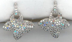 ESTATE .46CT DIAMOND 14KT WHITE GOLD 3D PAVE BUTTERFLY FUN HANGING EARRINGS