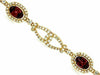 ESTATE WIDE 5.04CT DIAMOND & AAA RHODOLITE 14KT YELLOW GOLD HALO TENNIS BRACELET