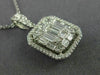 ESTATE EXTRA LARGE 2.07CT ROUND BAGUETTE DIAMOND 14K WHITE GOLD CLUSTER PENDANT