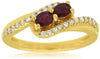 ESTATE .60CT DIAMOND & AAA RUBY 14KT YELLOW GOLD OVAL & ROUND 2 STONE LOVE RING