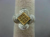 ESTATE .36CT WHITE & FANCY YELLOW DIAMOND 18K 2 TONE GOLD SQUARE FRIENDSHIP RING