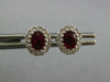 1CT DIAMOND & AAA RUBY 18KT WHITE GOLD OVAL & ROUND FLOWER CLASSIC STUD EARRINGS