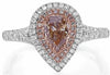 .41CT WHITE & PINK DIAMOND 18K WHITE & ROSE GOLD PEAR SHAPE & ROUND CLASSIC RING