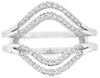 LARGE .25CT DIAMOND 14KT WHITE GOLD ROUND 2 ROW V SHAPE WEDDING ANNIVERSARY RING