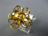 ESTATE LARGE 3.30CT DIAMOND & AAA CITRINE 14KT YELLOW GOLD FLOWER ROSE FUN RING