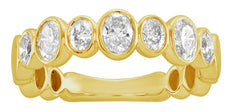 .78CT DIAMOND 14KT YELLOW GOLD OVAL BEZEL SEMI ETERNITY WEDDING ANNIVERSARY RING