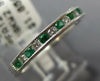 ESTATE .31CT DIAMOND & AAA EMERALD 18K WHITE GOLD ROUND CHANNEL ANNIVERSARY RING