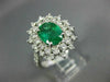 LARGE 2.98CT DIAMOND & AAA EMERALD 14KT WHITE GOLD 3D OVAL HALO ENGAGEMENT RING
