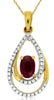 .77CT DIAMOND & AAA RUBY 14K YELLOW GOLD OVAL & ROUND TEAR DROP FLOATING PENDANT