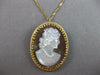 ESTATE LARGE AAA MOTHER OF PEARL 14KT YELLOW GOLD LADY CAMEO PIN PENDANT