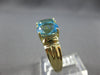 ESTATE LARGE 5.20CT AAA BLUE TOPAZ 14KT YELLOW GOLD 3D 3 STONE LOVE RING #27981