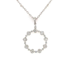 1.08CT DIAMOND 18KT WHITE GOLD 3D MULTI FLOWER CIRCLE OF LIFE FLOATING PENDANT